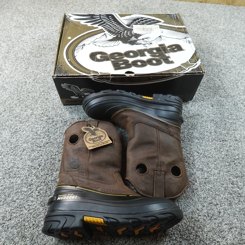 Georgia Boot Boots Mens 10 M Dark Brown Muddog 2 Waterproof Pull On Work Shoes